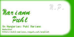 mariann puhl business card
